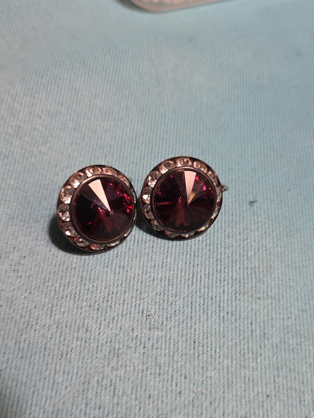 Purple Crystal Halo Clip On Earrings - Unbranded